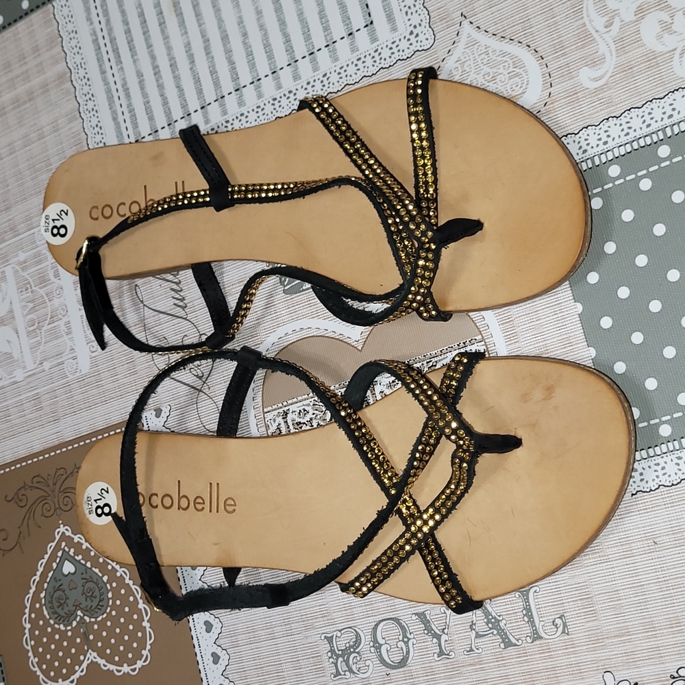 Cocobelle Black Studded strappy black sandals Size 8.5